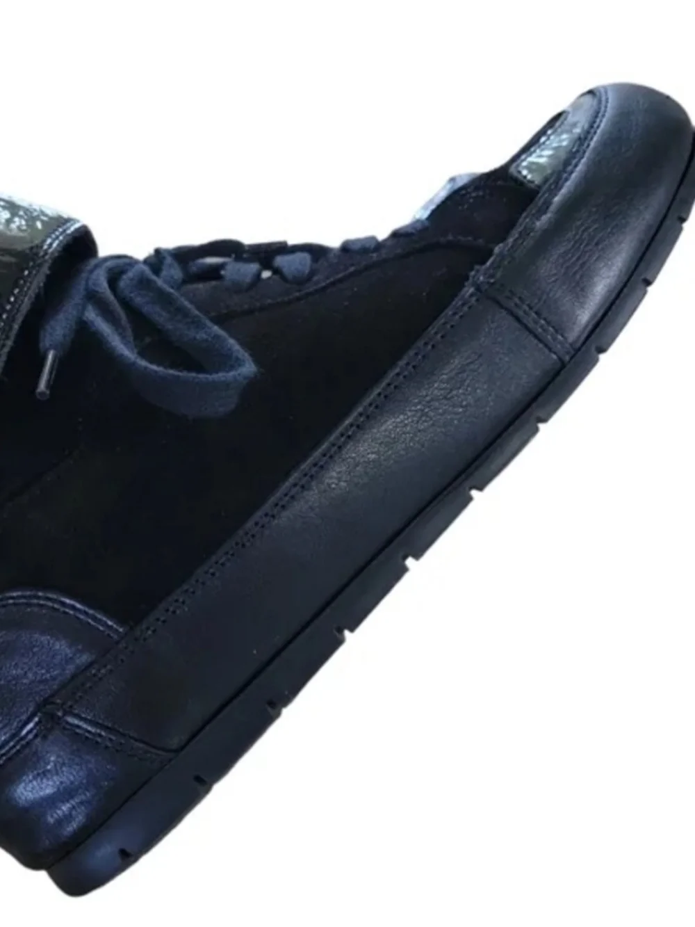 Women’s Black High-Top Lace-Up Sneakers with Glossy Ankle Strap